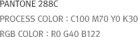 PROCESS COLOR : C100 M70 Y0 K30, RGB COLOR : R0 G40 B122